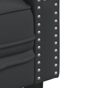 Καναπές Διθέσιος Chesterfield Μαύρος από Συνθετικό Δέρμα