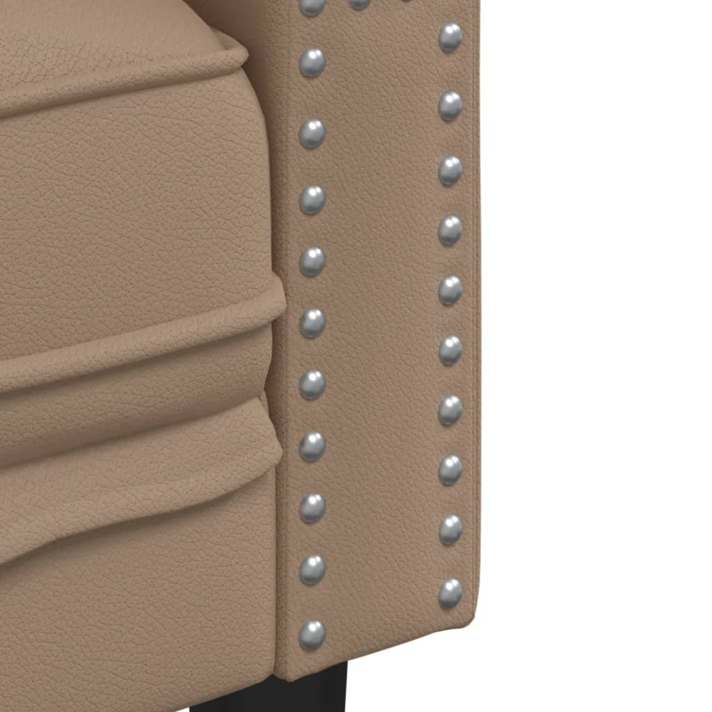 Καναπές Chesterfield 2 θέσεων Καπουτσίνο από Συνθετικό Δέρμα