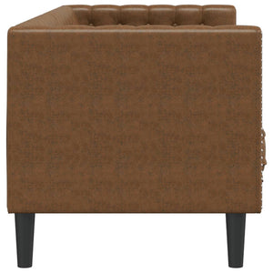 Καναπές Chesterfield 3θέσιος Καφέ δέρμα Faux Suede Brown