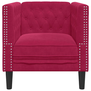 Πολυθρόνα Chesterfield Μπορντό Βελούδινη