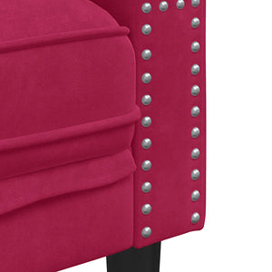 Πολυθρόνα Chesterfield Μπορντό Βελούδινη