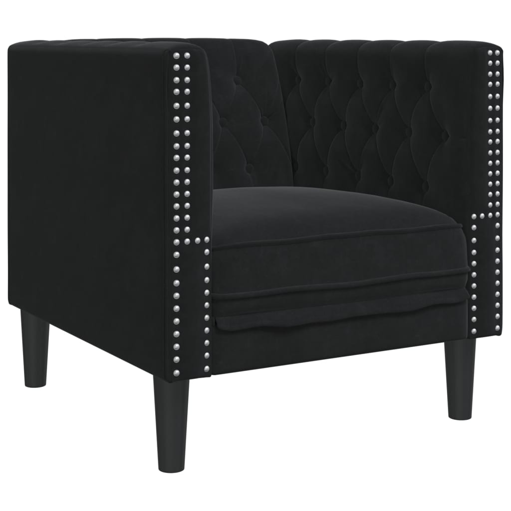 Πολυθρόνα Chesterfield Μαύρο Βελούδινη