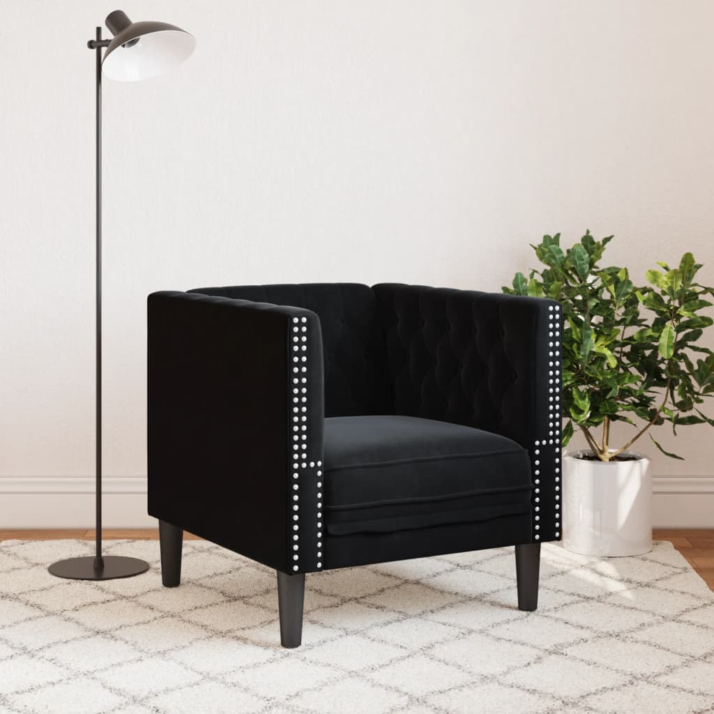 Πολυθρόνα Chesterfield Μαύρο Βελούδινη