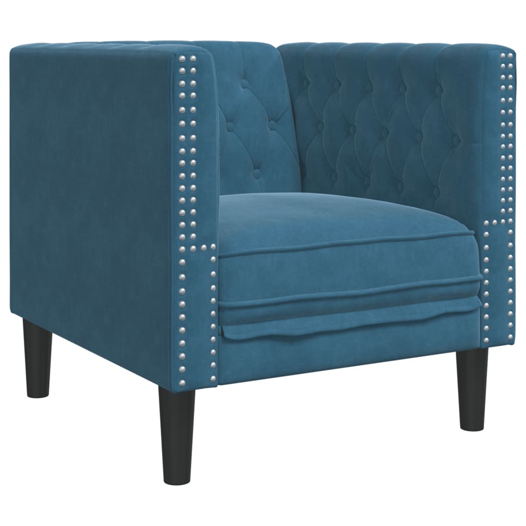 Πολυθρόνα Chesterfield Μπλε Βελούδινη