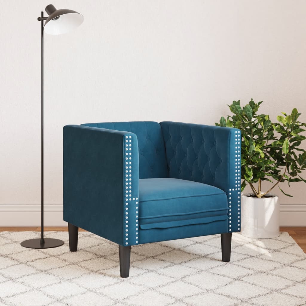 Πολυθρόνα Chesterfield Μπλε Βελούδινη