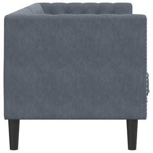 Καναπές Τριθέσιος Chesterfield + Στηρίγματα Σκούρο Γκρι Βελούδο