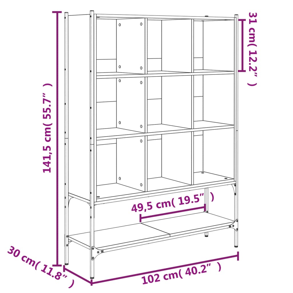 Βιβλιοθήκη Sonoma Δρυς 102x30x141,5 εκ. από Επεξεργασμένο Ξύλο