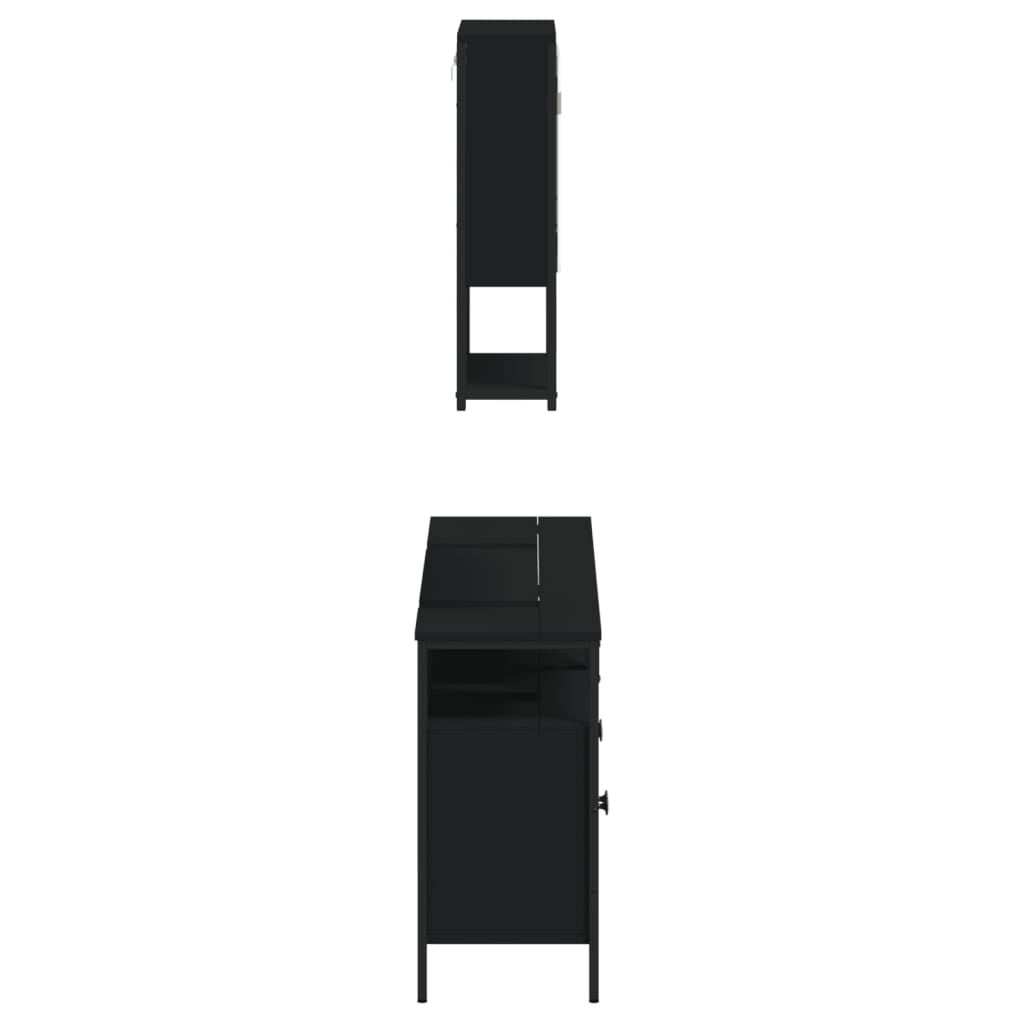 Σετ Επίπλων Μπάνιου 3 Τεμαχίων Μαύρο από Τεχν. Ξύλο