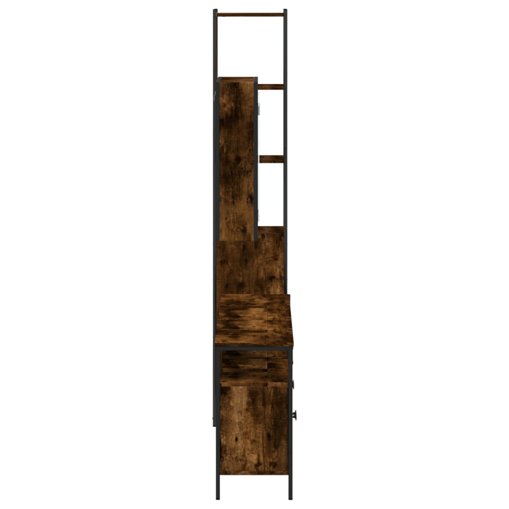 Σετ Επίπλων Μπάνιου 4 Τεμαχίων Καπνιστή Δρυς Επεξεργασμένο Ξύλο - Pakobazaar