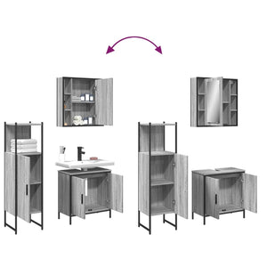Σετ Επίπλων Μπάνιου 3 Τεμαχίων Γκρι Sonoma Επεξεργασμένο Ξύλο - Pakobazaar