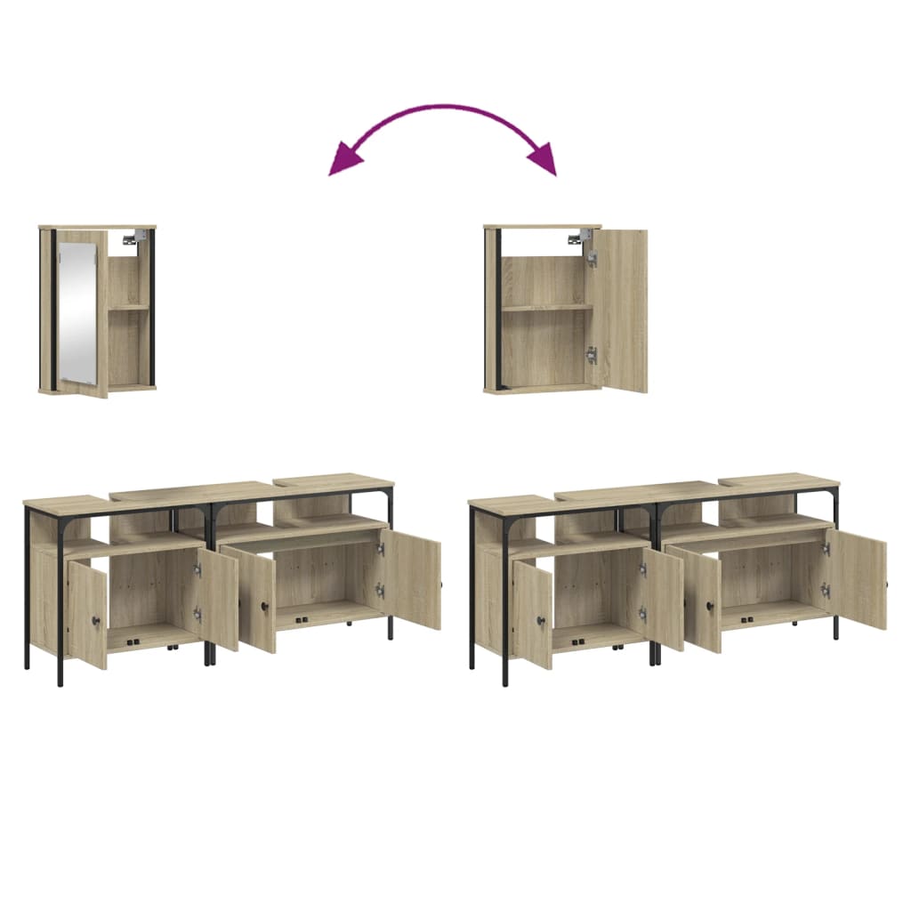 Σετ Επίπλων Μπάνιου 3 Τεμαχίων Sonoma Δρυς Επεξεργασμένο Ξύλο