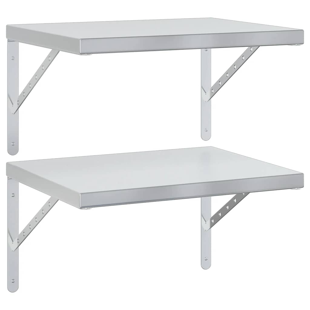 Ράφια Τοίχου 2 τεμ. Ασημί 50x40 εκ. Ανοξείδωτο Ατσάλι