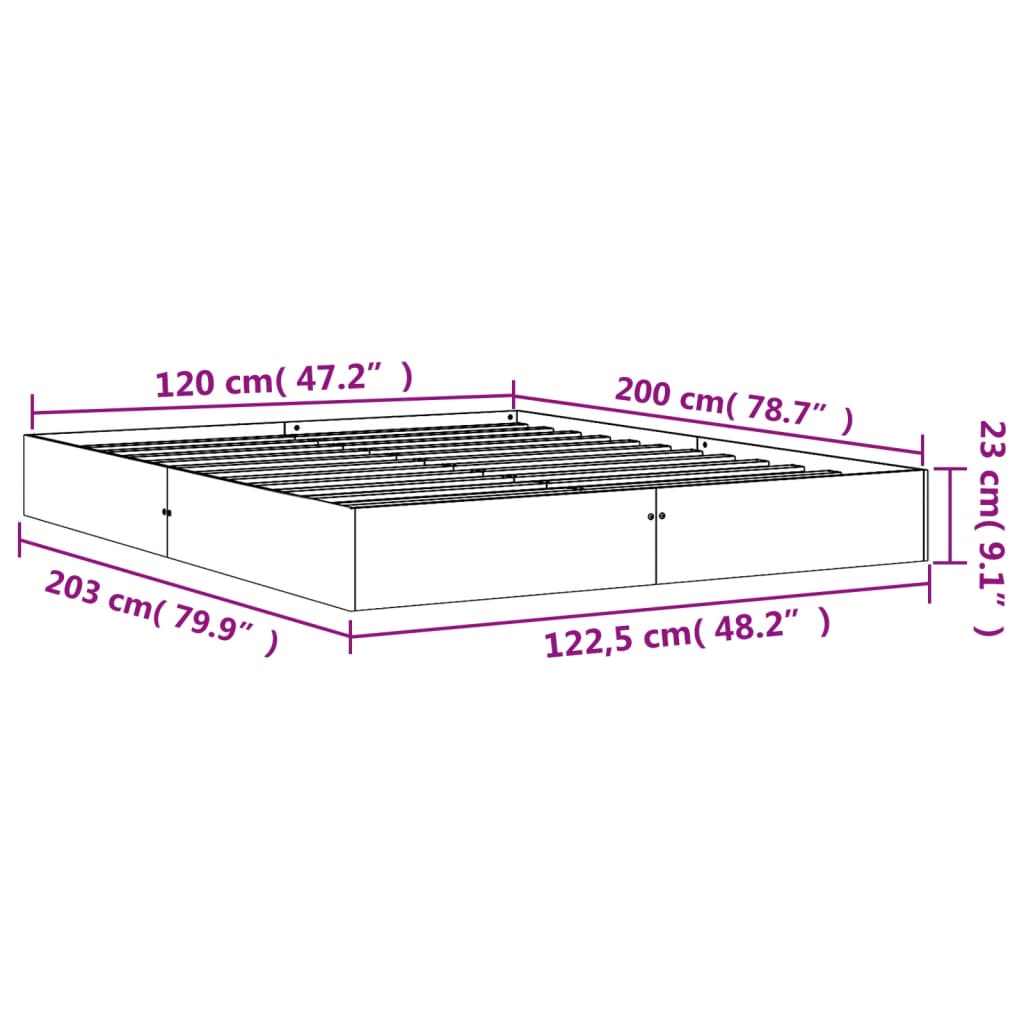 Σκελετός Κρεβ. Χωρίς Στρώμα Καφέ Κεριού 120x200 εκ Μασίφ Πεύκο - Pakobazaar