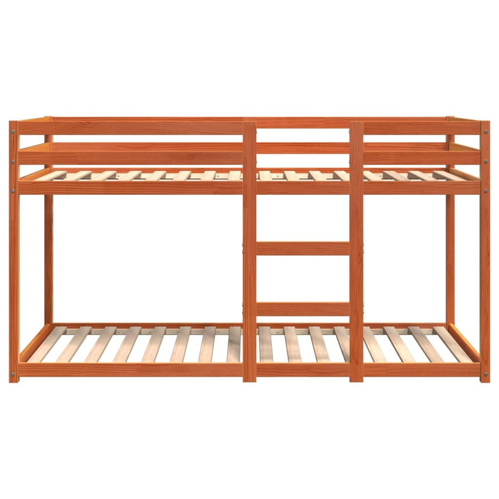 Κρεβάτι Κουκέτα Καφέ Κεριού 75 x 190 εκ. από Μασίφ Ξύλο Πεύκου - Pakobazaar