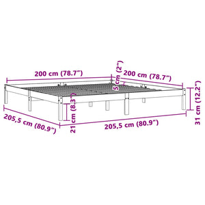 Σκελετός Κρεβ. Χωρίς Στρώμα Καφέ Κεριού 200x200 εκ Μασίφ Πεύκο - Pakobazaar