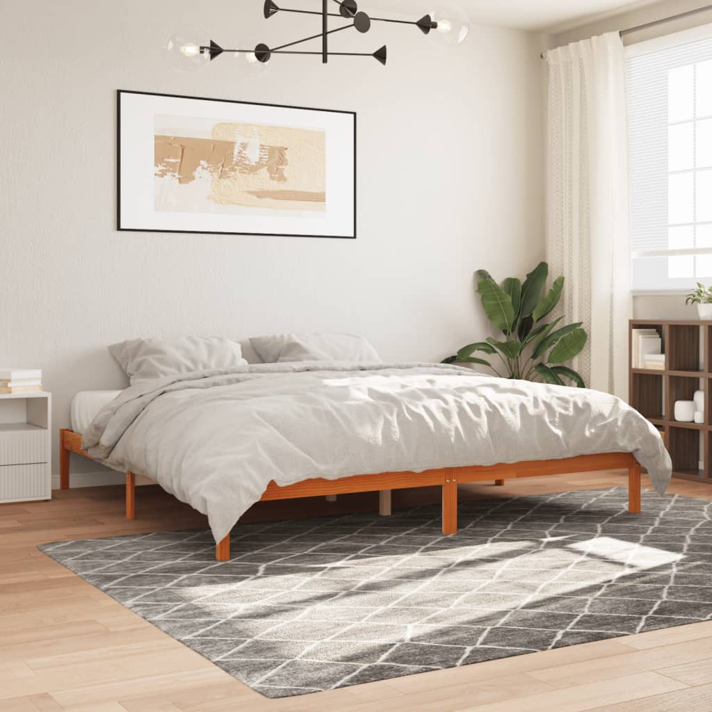 Σκελετός Κρεβ. Χωρίς Στρώμα Καφέ Κεριού 200x200 εκ Μασίφ Πεύκο - Pakobazaar