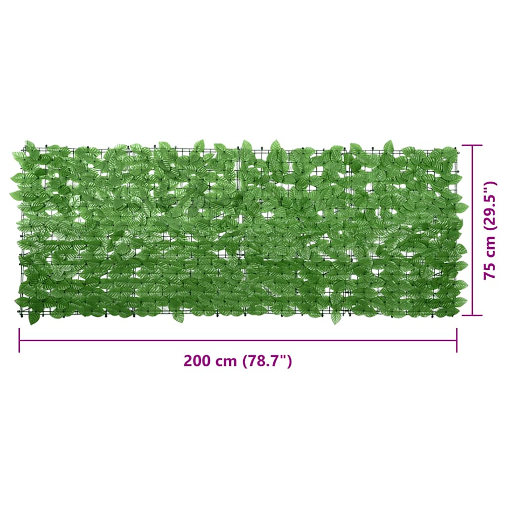 Διαχωριστικό Βεράντας με Φύλλα Πράσινο 200 x 75 εκ.