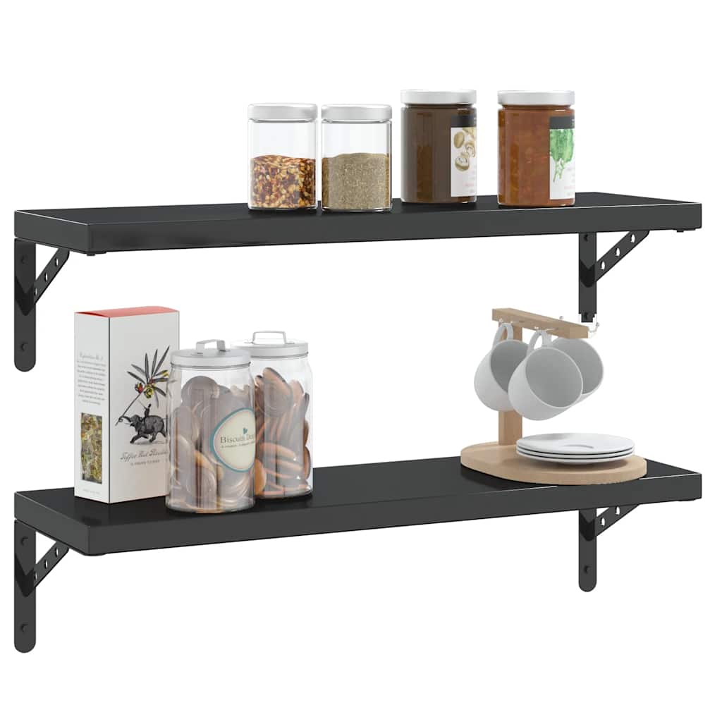 Στηρίγματα Ραφιών 4 Τεμ. Ασημί 23,5x2,5x15,5 Ανοξείδωτο Μαύρο - PAKOBAZAAR