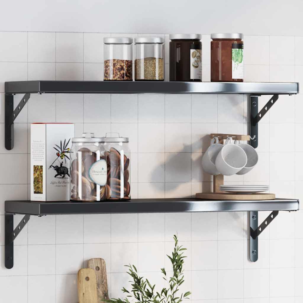 Στηρίγματα Ραφιών 4 Τεμ. Ασημί 23,5x2,5x15,5 Ανοξείδωτο Μαύρο - PAKOBAZAAR