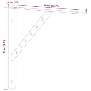 Στηρίγματα Ραφιών 4 Τεμ. Ασημί 40x2,5x25 εκ. Ανοξείδωτο Μαύρο - Pakobazaar