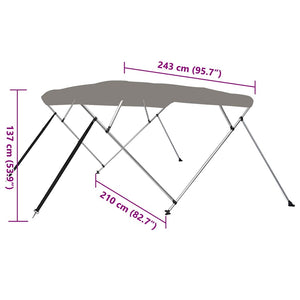 Τέντα Σκάφους με 4 Αψίδες Γκρι 243x210x137 εκ.