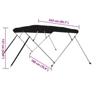Τέντα Σκάφους με 4 Αψίδες Μαύρη 243x180x137 εκ. - Pakobazaar