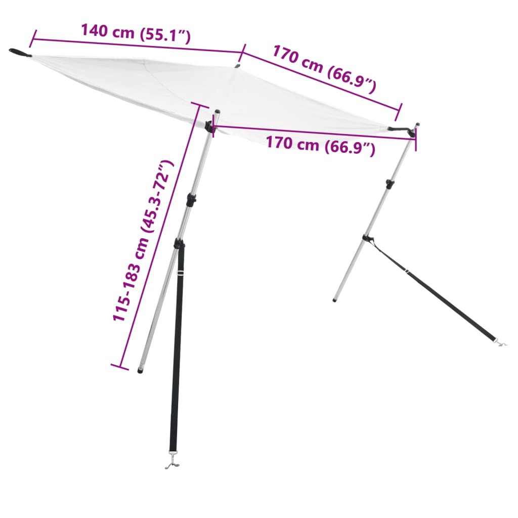 Επέκταση Σκιάστρου Σχήμα Τ Λευκό 170x170x(115-183) εκ. - Pakobazaar