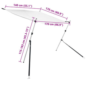Επέκταση Σκιάστρου Σχήμα Τ Λευκό 170x170x(115-183) εκ. - Pakobazaar