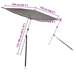 Επέκταση Σκιάστρου Σετ Σχήμα Τ Ανθρακί 170x170x(115-183) εκ.