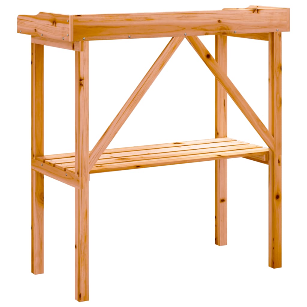Τραπέζι Φυτών με Ράφι Καφέ 78x38x82,5εκ. από Μασίφ Ξύλο Ελάτης - PAKOBAZAAR