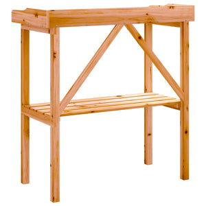 Τραπέζι Φυτών με Ράφι Καφέ 78x38x82,5εκ. από Μασίφ Ξύλο Ελάτης - PAKOBAZAAR