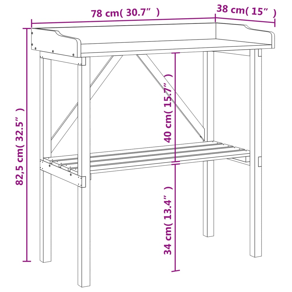 Τραπέζι Φυτών με Ράφι Καφέ 78x38x82,5εκ. από Μασίφ Ξύλο Ελάτης - PAKOBAZAAR