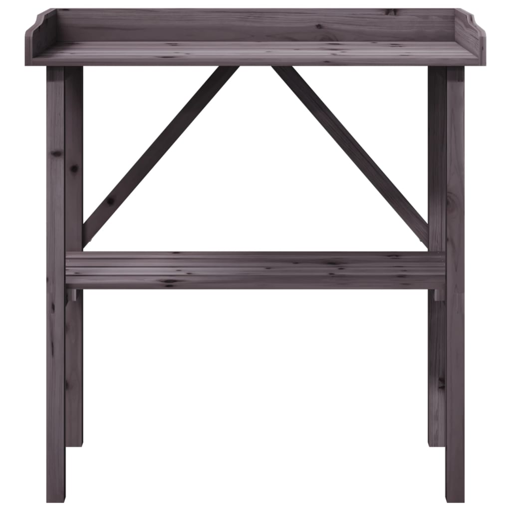 Τραπέζι Φυτών με Ράφι Γκρι 78x38x82,5εκ. από Μασίφ Ξύλο Ελάτης - PAKOBAZAAR