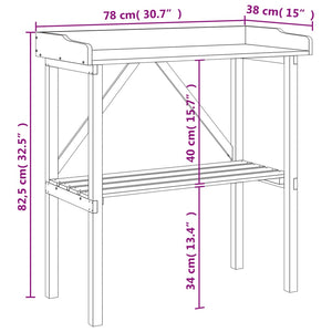Τραπέζι Φυτών με Ράφι Γκρι 78x38x82,5εκ. από Μασίφ Ξύλο Ελάτης - PAKOBAZAAR