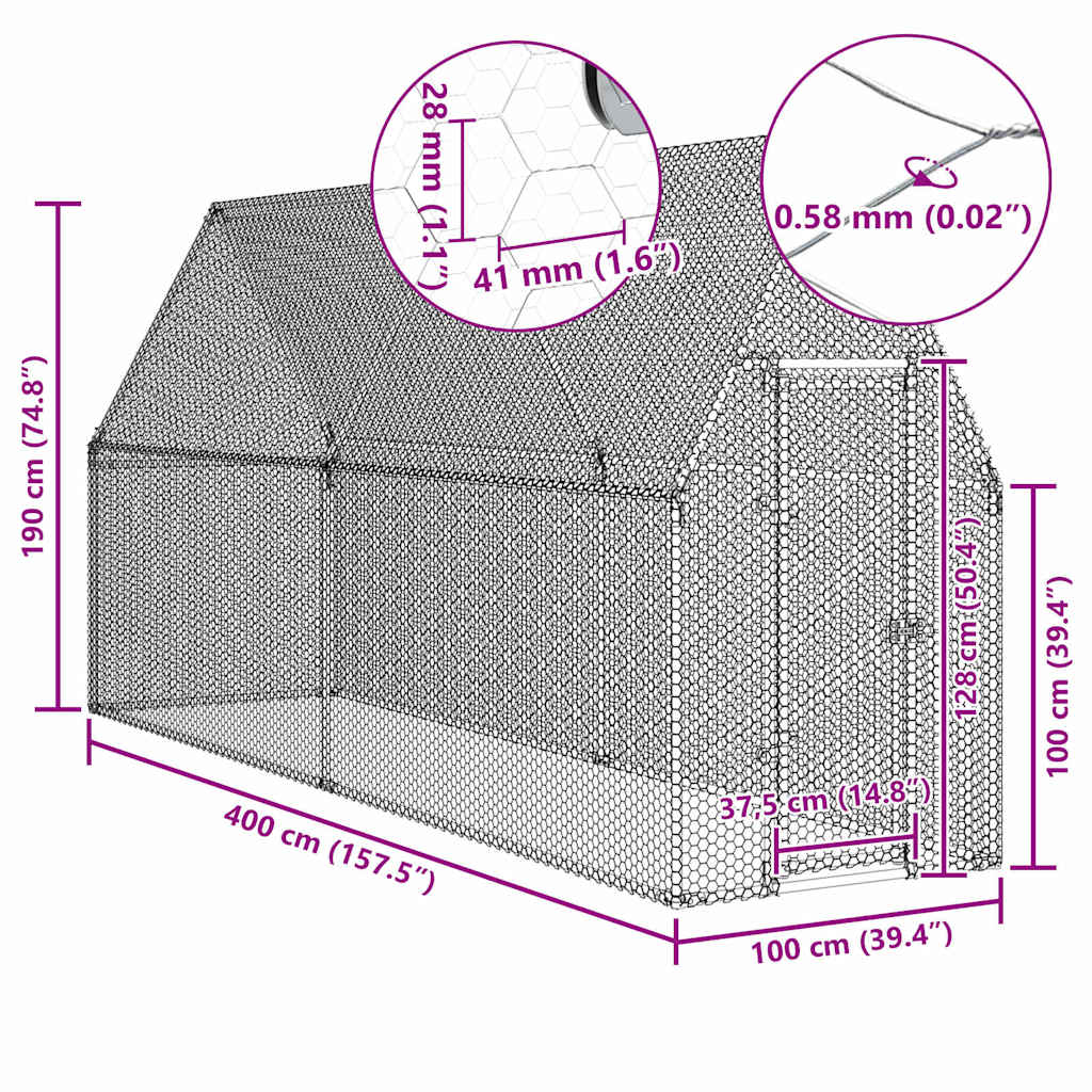 Κοτέτσι - Κλουβί Ασημί 100x100x190 εκ. από Γαλβανισμένο Χάλυβα - PAKOBAZAAR