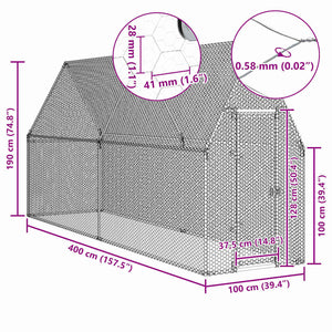 Κοτέτσι - Κλουβί Ασημί 100x100x190 εκ. από Γαλβανισμένο Χάλυβα - PAKOBAZAAR