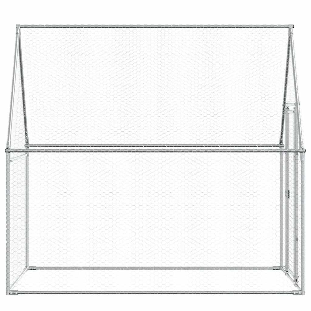 Κοτέτσι - Κλουβί Ασημί 200x100x190 εκ. από Γαλβανισμένο Χάλυβα - PAKOBAZAAR