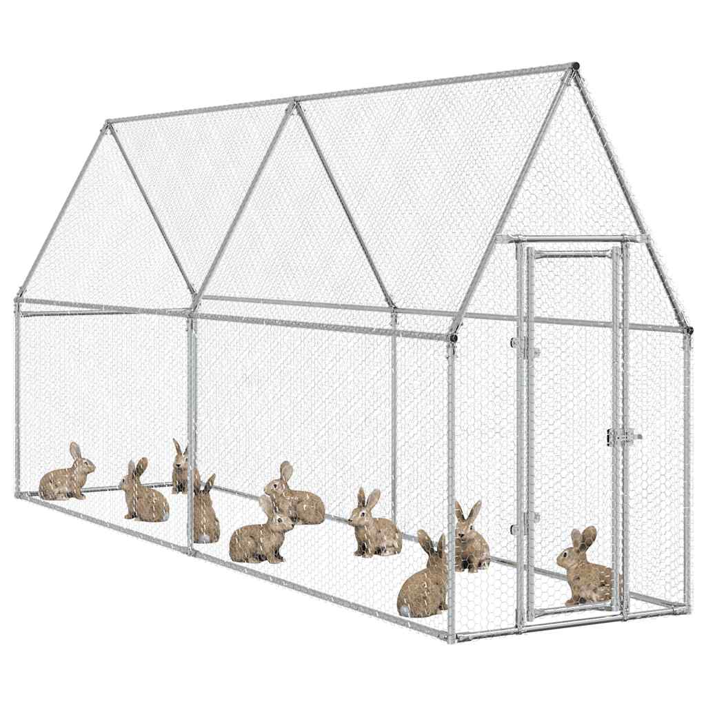 Κοτέτσι - Κλουβί Ασημί 400x100x190 εκ. από Γαλβανισμένο Χάλυβα - PAKOBAZAAR