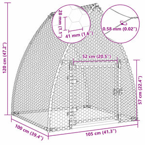 Κοτέτσι - Κλουβί Ασημί 100x105x120 εκ. από Γαλβανισμένο Χάλυβα - PAKOBAZAAR