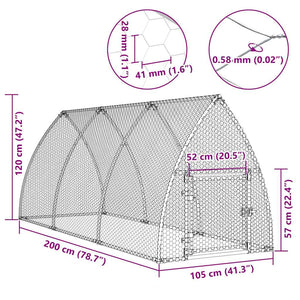 Κοτέτσι - Κλουβί Ασημί 300x105x120 εκ. από Γαλβανισμένο Χάλυβα - PAKOBAZAAR