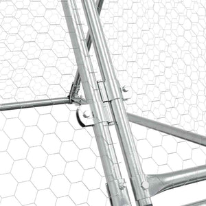 Κοτέτσι - Κλουβί Ασημί 200x105x91 εκ. από Γαλβανισμένο Χάλυβα - PAKOBAZAAR