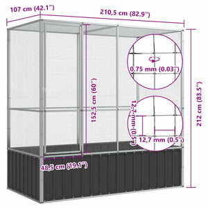 Κλουβί Ασημένιο 210,5 x 107 x 212 εκ. Ατσάλινο - Pakobazaar