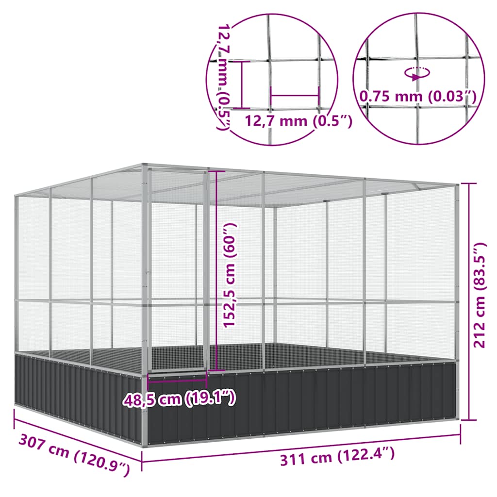 Κλουβί Ασημένιο 311x307x212 εκ. Ατσάλινο - PAKOBAZAAR