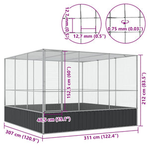 Κλουβί Ασημένιο 311x307x212 εκ. Ατσάλινο - PAKOBAZAAR