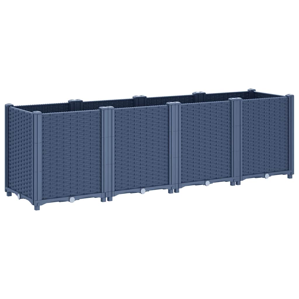 Ζαρντινιέρα Κήπου Μπλε Γκρι 160x40x53 εκ. Πολυπροπυλένιο