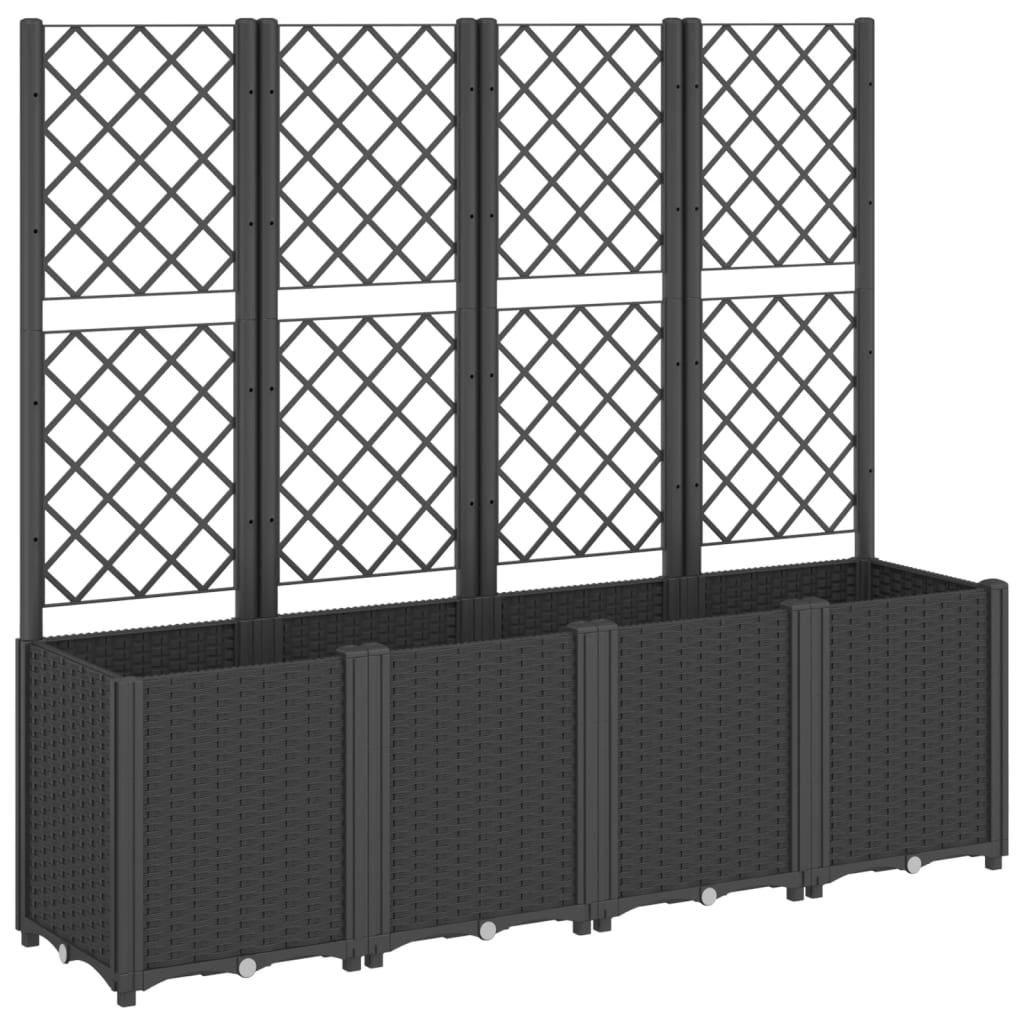 Ζαρντινιέρα Κήπου με Καφασωτό Μαύρο 160 x 40 x 140 εκ. από PP