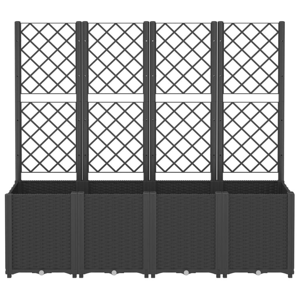 Ζαρντινιέρα Κήπου με Καφασωτό Μαύρο 160 x 40 x 140 εκ. από PP