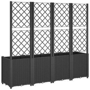 Ζαρντινιέρα Κήπου με Καφασωτό Μαύρο 160 x 40 x 140 εκ. από PP