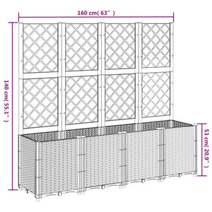 Ζαρντινιέρα Κήπου με Καφασωτό Μαύρο 160 x 40 x 140 εκ. από PP