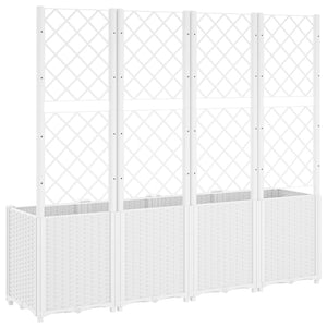 Ζαρντινιέρα Κήπου με Καφασωτό Λευκή 160x40x140 εκ. Πολυπροπ.